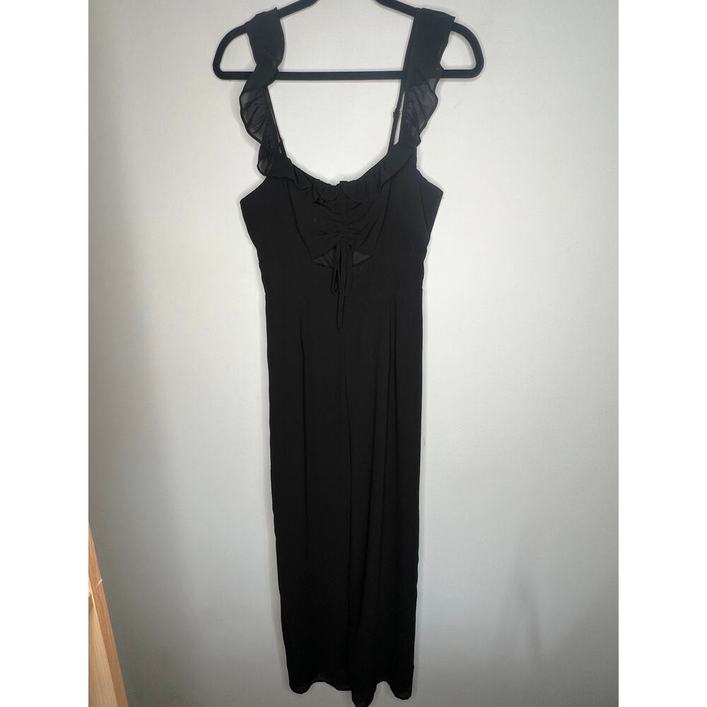 Lulu's Black Ruffle Tie-Front Jumpsuit - Picture 2 of 8